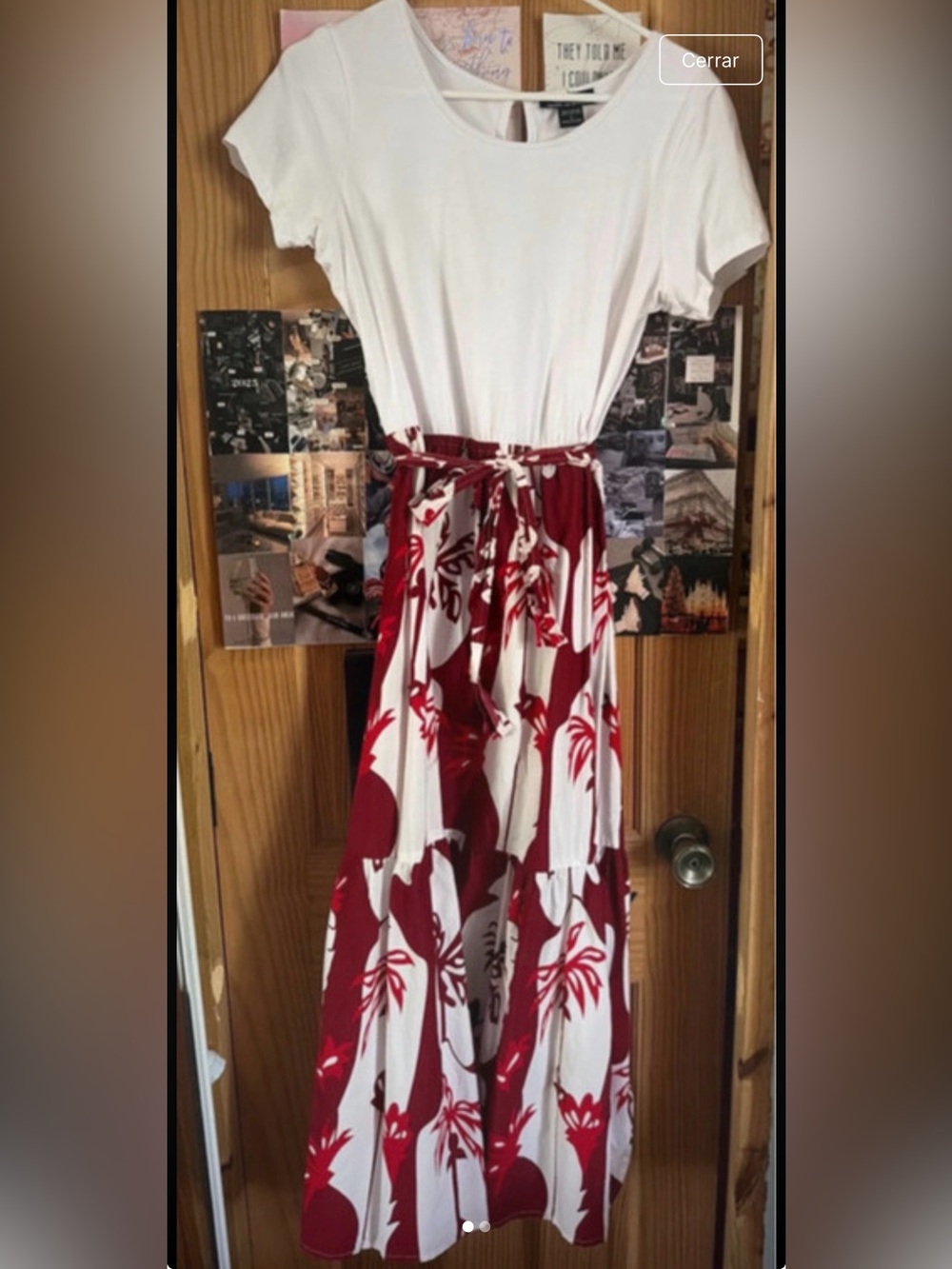 Women's White & Red Printed Maxi Dress